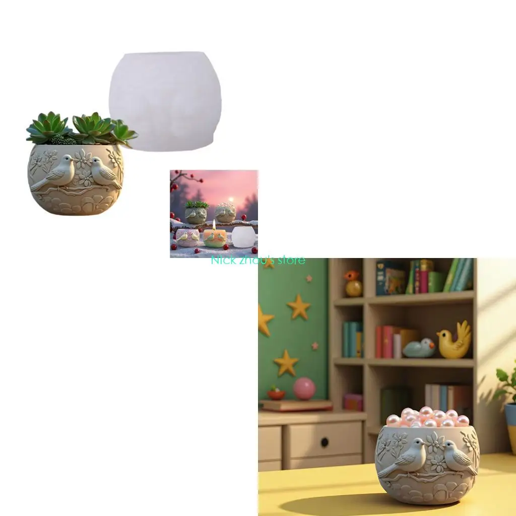 

E15E Birds Silicone Crafting Mold for Resin Jewelry and Plant Containers