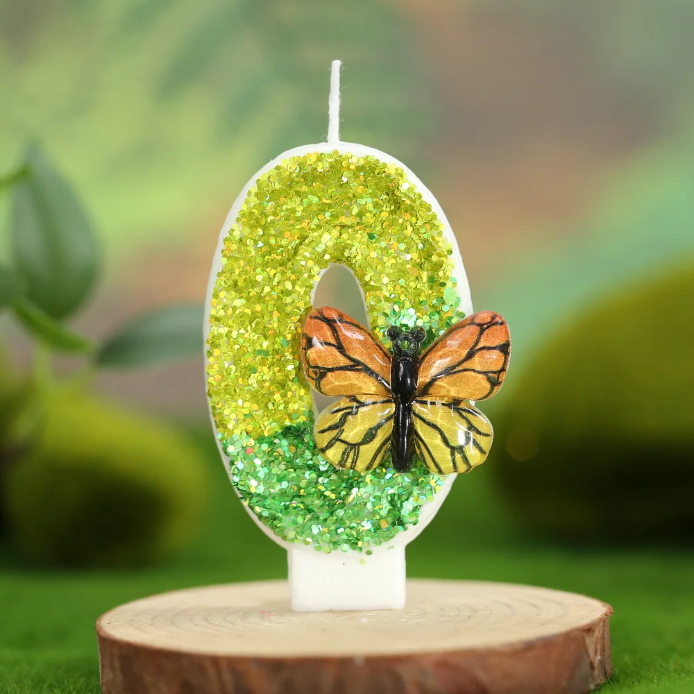 Yellow and green gradient digital candles - Royal Butterfly style birthday candles, holiday and commemorative candles