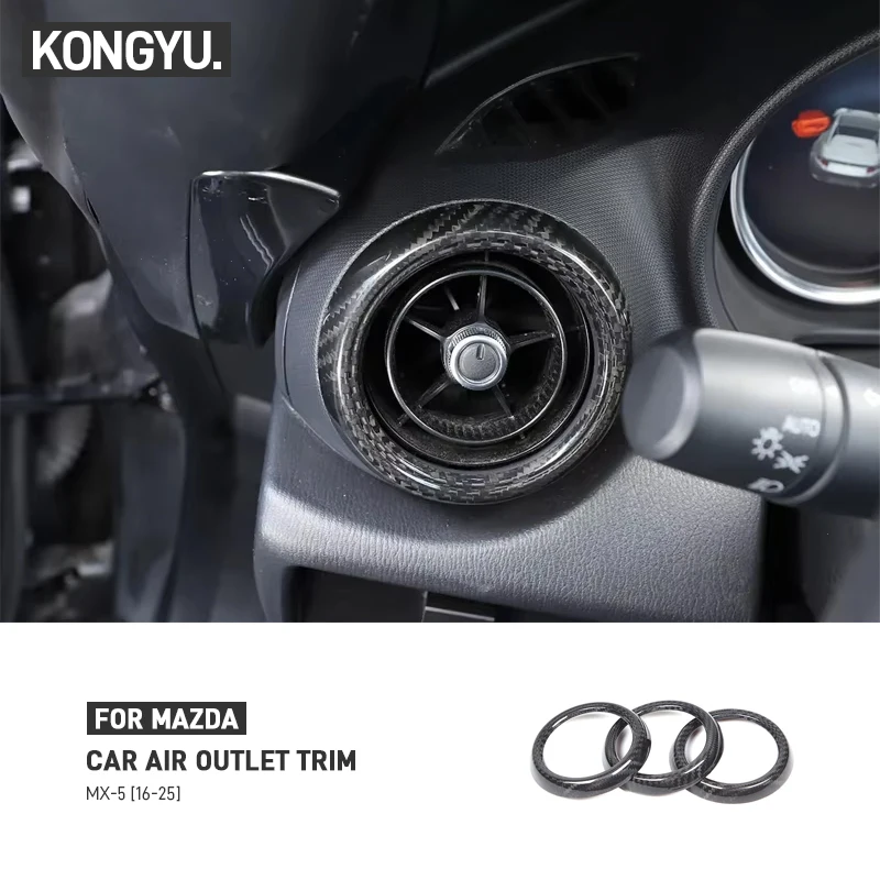 

For Mazda MX5 MX-5 ND 2016-2025 Real Carbon Fiber Car Dashboard Air Vent Outlet Frame Trim Cover Interior Decoration Accessories