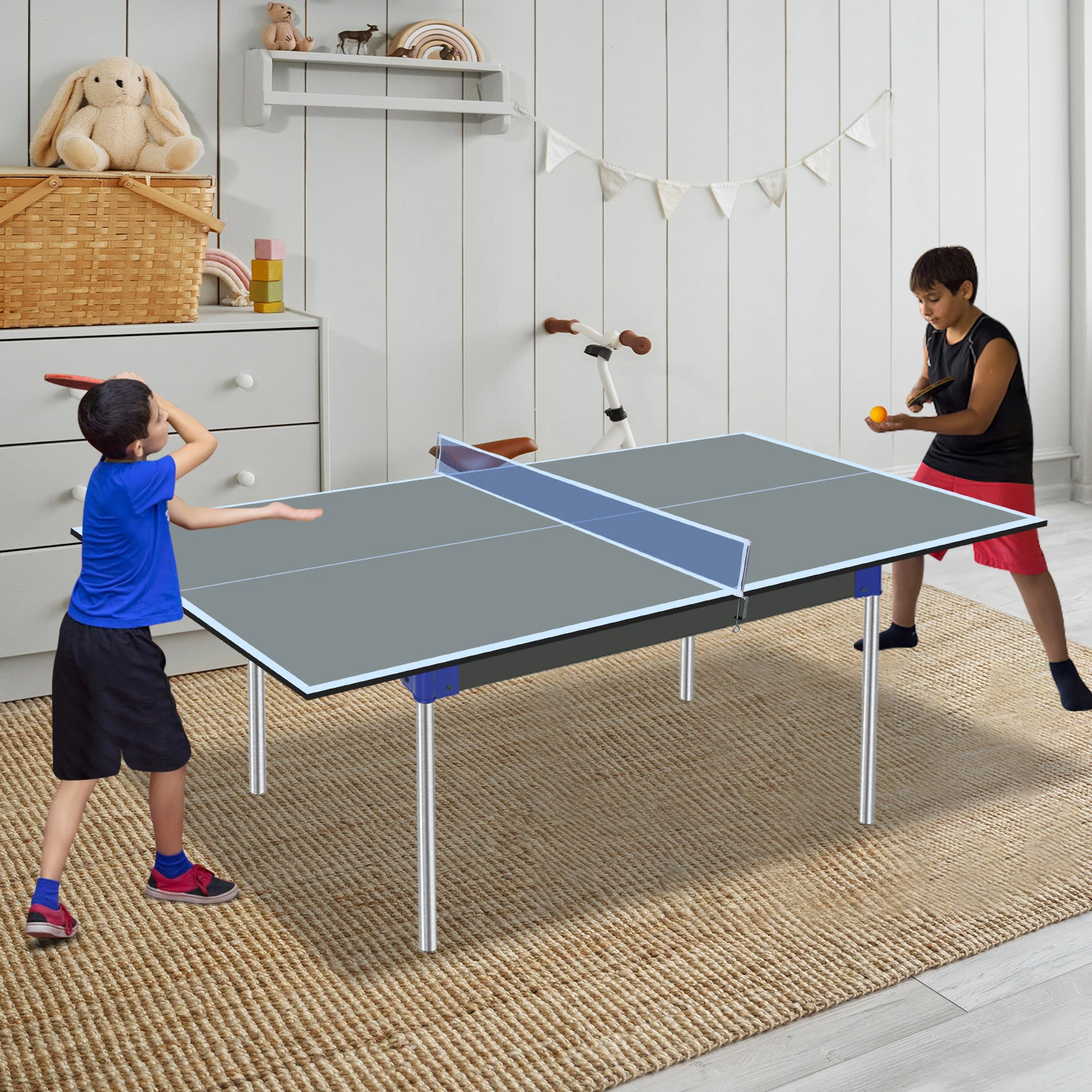 Klappbare Tischtennisplatte, 180,34 x 90,17 x 1,2 cm, Premium-Grau-Finish, hochdichte Faserplatte, robust und stoßfest, gleichmäßiger Ballabsprung, für Familie, Erwachsene & Kinder, professionelles