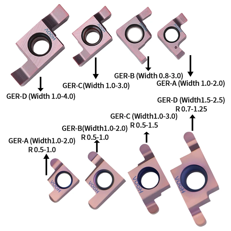 

GER Grooving Inserts width GER 100/150/200/250/300/350/400 GER-A GER-B GER-C GER-D Slot Turning Inserts small hole Lathe Tool