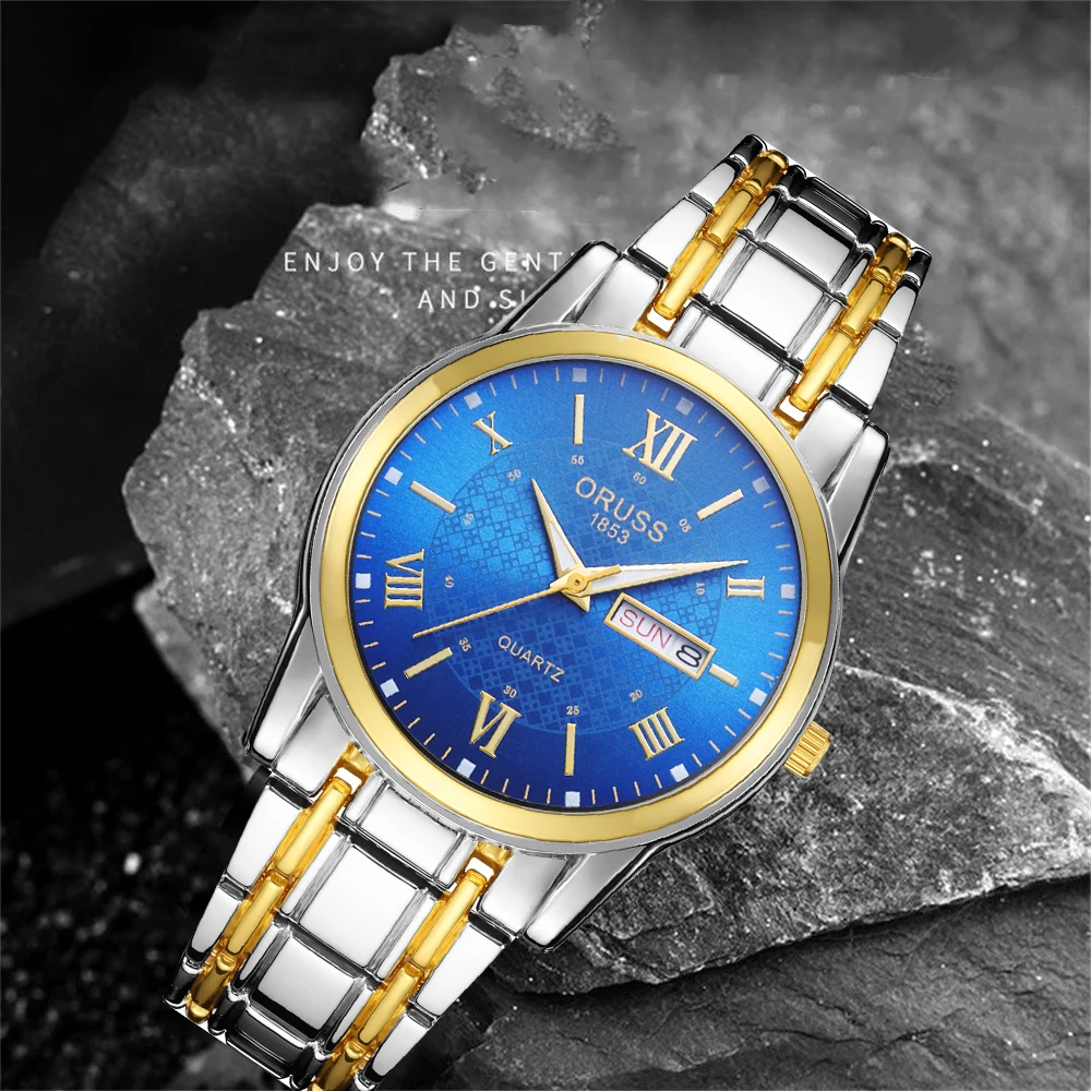 Spersonalizowany męski zegarek biznesowy w sportowym stylu trwały stalowy pasek wysokiej jakości atmosfera wysokiej jakości moda męska wat