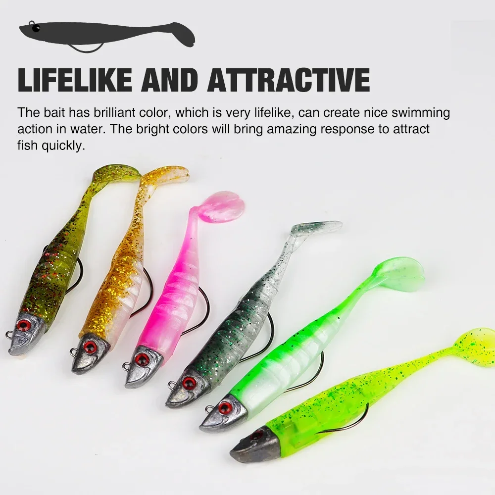 THORFORCE  Jiging Head Soft Lure T Tail Sea Bass Fishing Lure Tackle Silicone Bait Wobblers Sea Fishing Soft Lures Swimbait