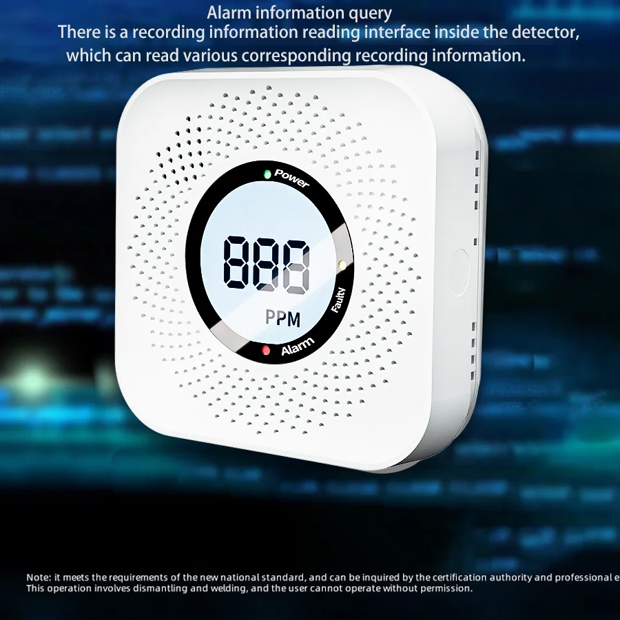 PGST مستشعر إنذار CO مستقل عالي الحساسية كاشف إنذار أول أكسيد الكربون المنزلي 85dB تحذير شاشة LCD كهروضوئية