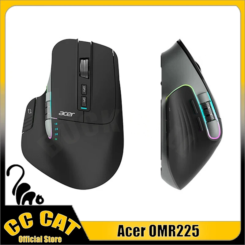 Acer Omr225 Gamer Mouse Bluetooth Wireless Mouse Dual Scroll Ergonomic Mouse Programming Custom 3mode Gaming Mice Office Mouses