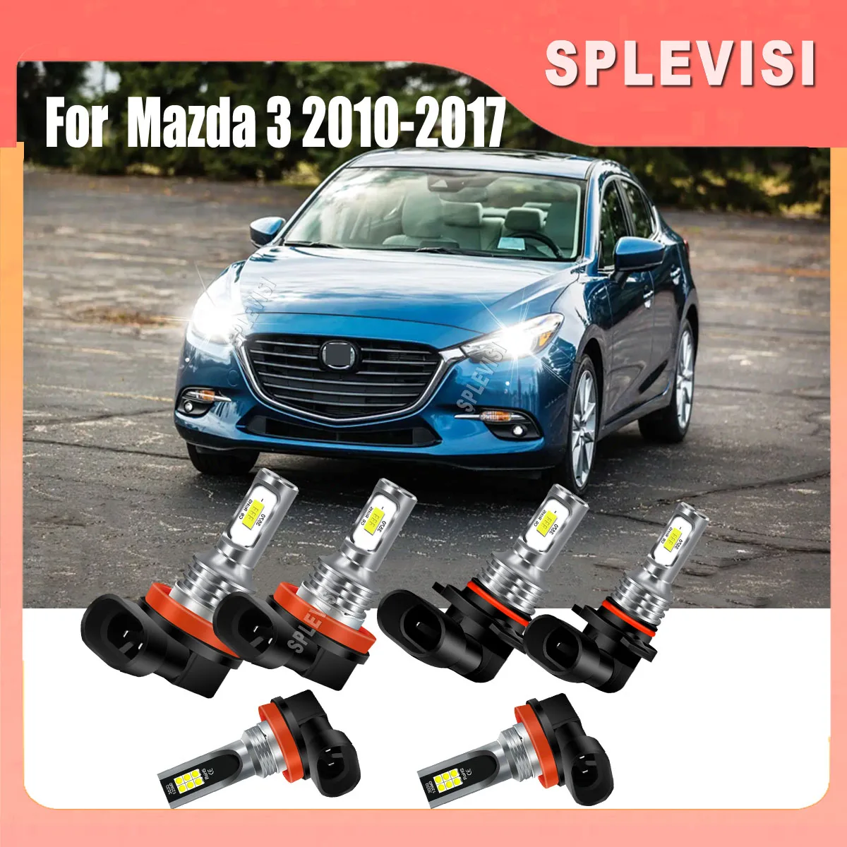 

LED 12v 6000K Headlight Fog Light Fanless 1:1 Mini Size Replacement Kit For Mazda 3 2010 2011 2012 2013 2014 2015 2016 2017