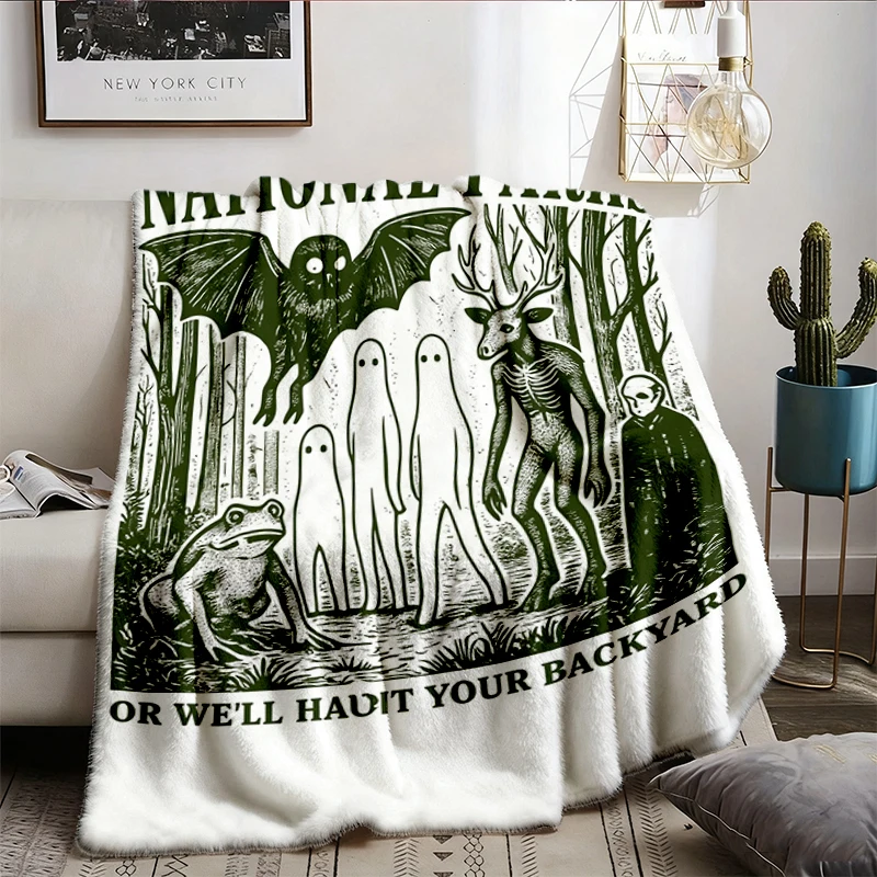Protect Our National Parks Warm Blanket, Cryptidcore Soft Blanket, Haunt Your Backyard Comfy Blanket, Retro National Par