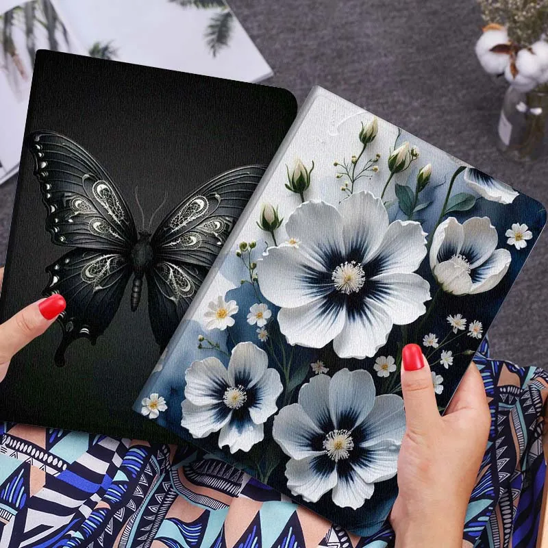 

White Blue Flower Bouquet Gift Tablet Case For Huawei Honor MatePad MediaPad Air 5 6 7 11 V6 V7 V8 V9 X9 X8 T10 T10s C5e T5