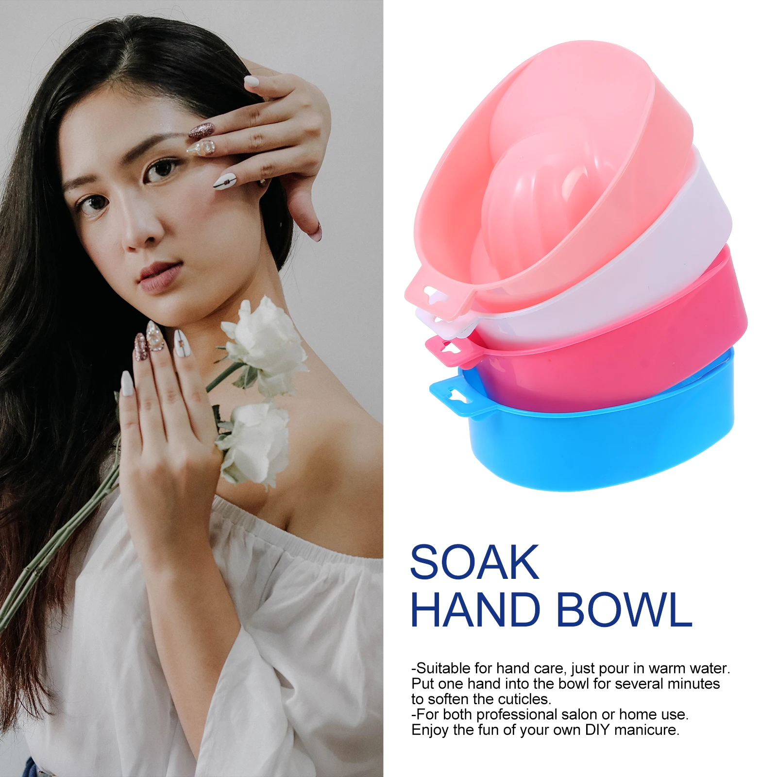 4 Stück Maniküre Einweichen Schüssel Hand Nagel Werkzeuge Farbentferner Weiß Polnisch Premium PP Material Lange Verwendung Handpflege Warmwasser Erweichen