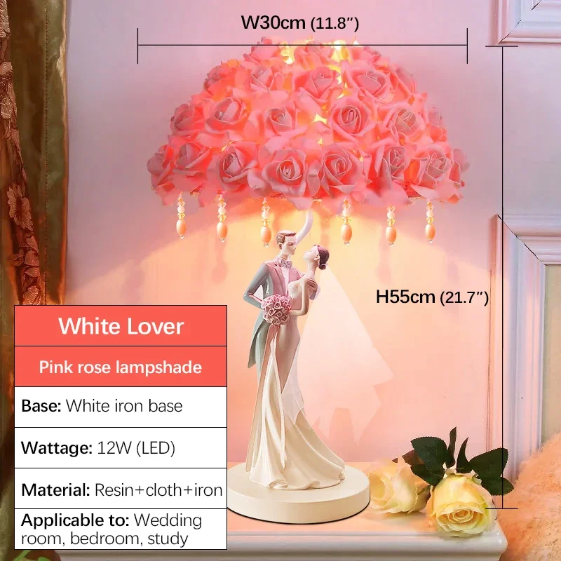 BERTH Contemporary Wedding Table Lamp Personalized and Creative Rose Living Room Bedroom Bedhead Decorative Lamp
