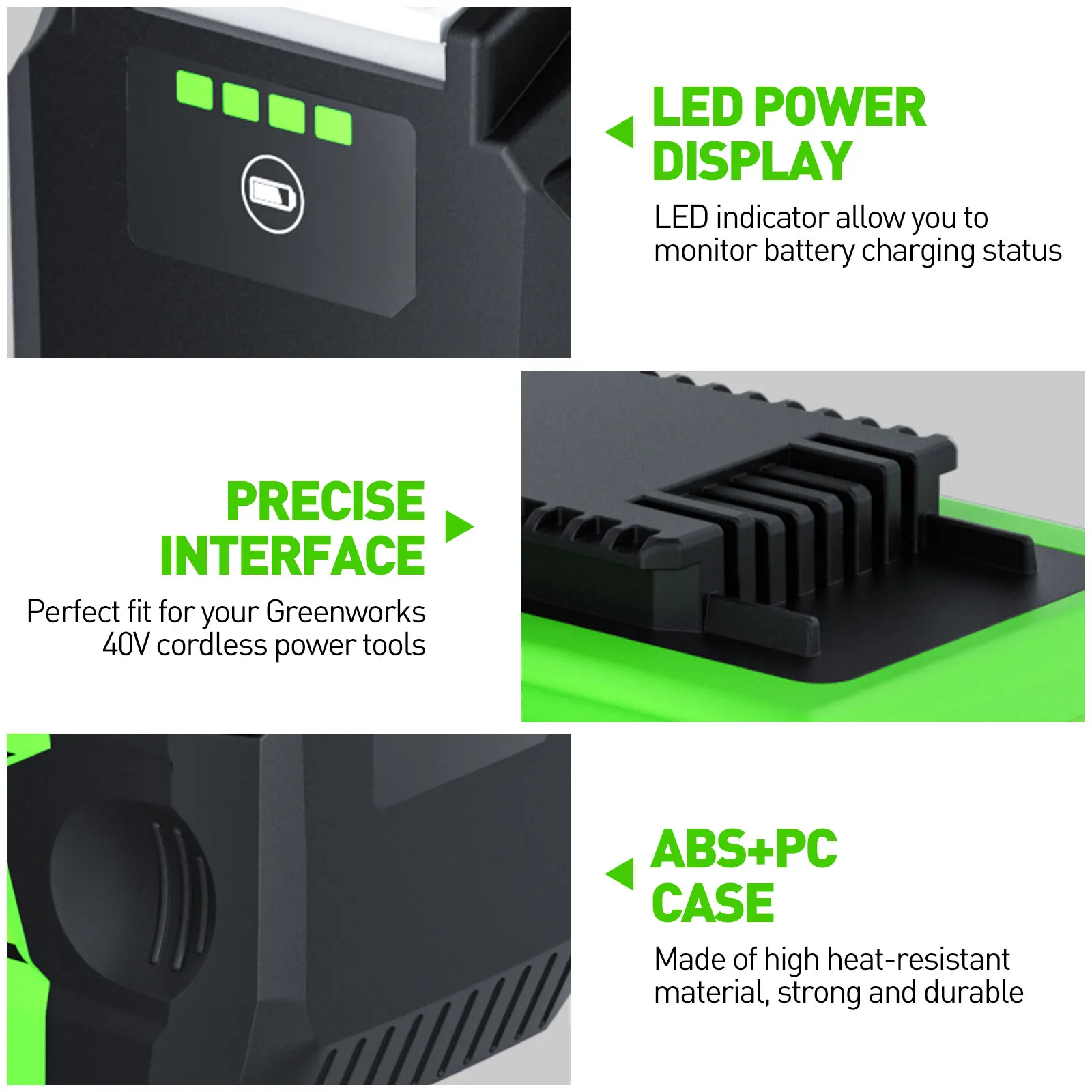 Greenworks-充電式交換用バッテリー、電動工具バッテリー、29462、40v、6000mah、29472、29282、29482、29252