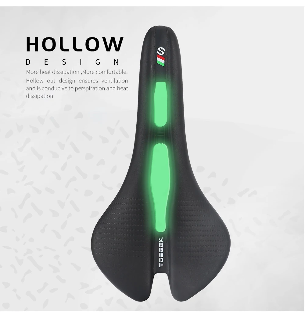 TOSSEK 143mm Bicycle Saddle Long Distance Bike Seat Cushion Ultralight Road Bicycle Seat Hollow Breathable Mountain Bike Saddle