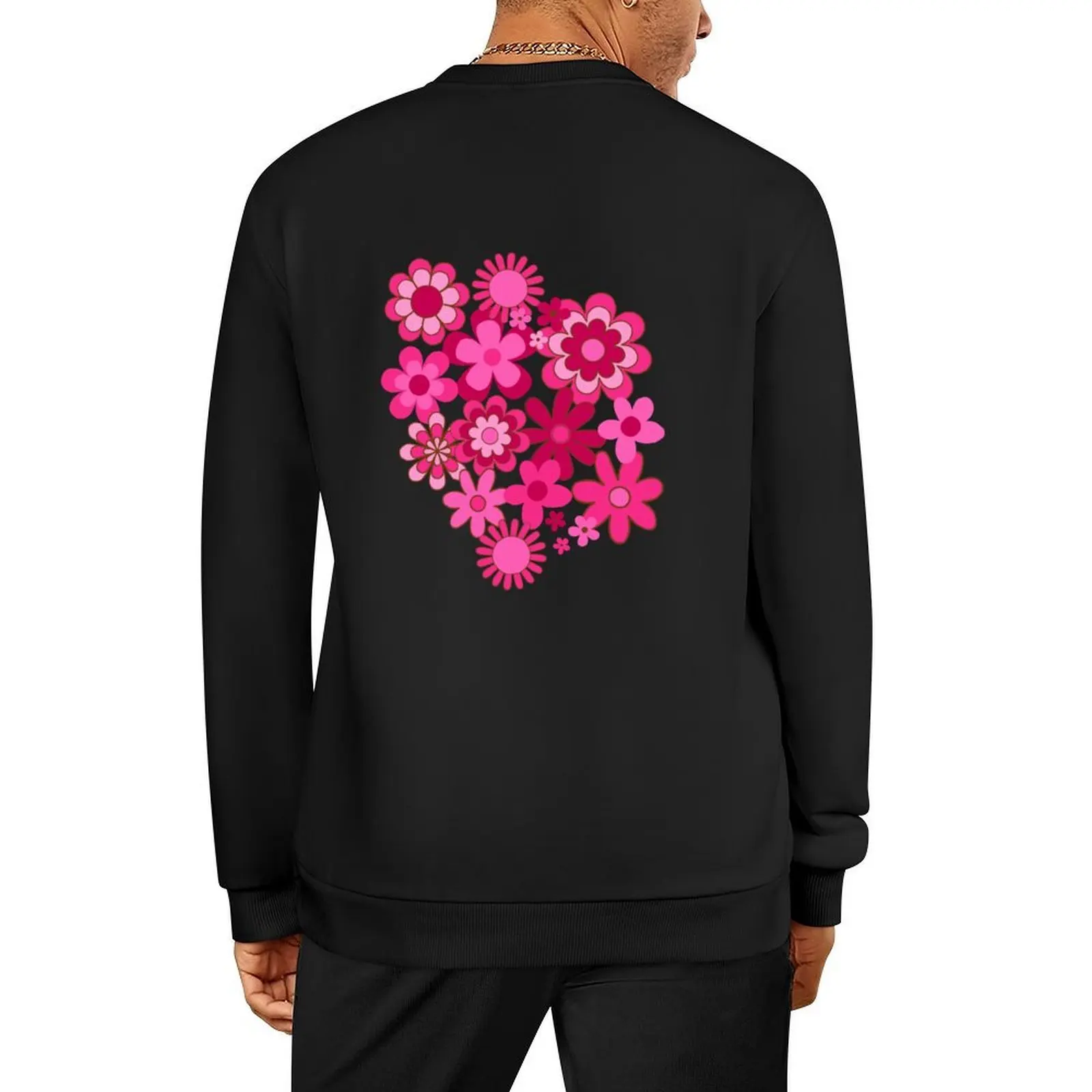 

Funky Pink Retro Fun Flowers Pullover anime clothing autumn jacket men men wear men sweatshirt