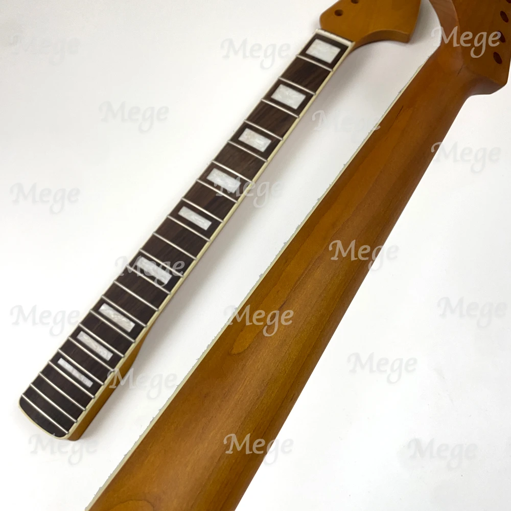 24 Inch Roasted Maple Electric Guitar Necks 22 Stainless Steel Frets with Rosewood Fretboard Pearl White Block Inlay ivory