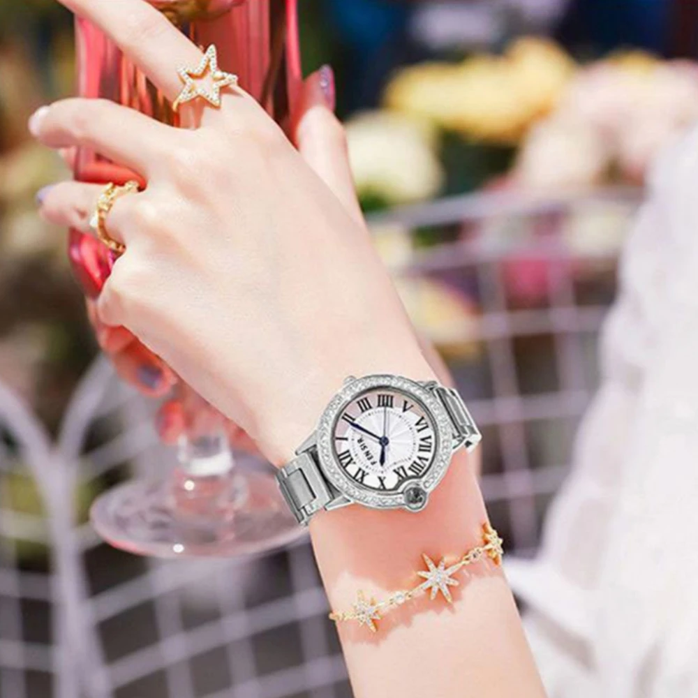 

Women's Classic Romantic Balloon Small Dial Design Watch Ladies Diamond Quartz WristWatch Casual Noble Bracelet Watch For Woman