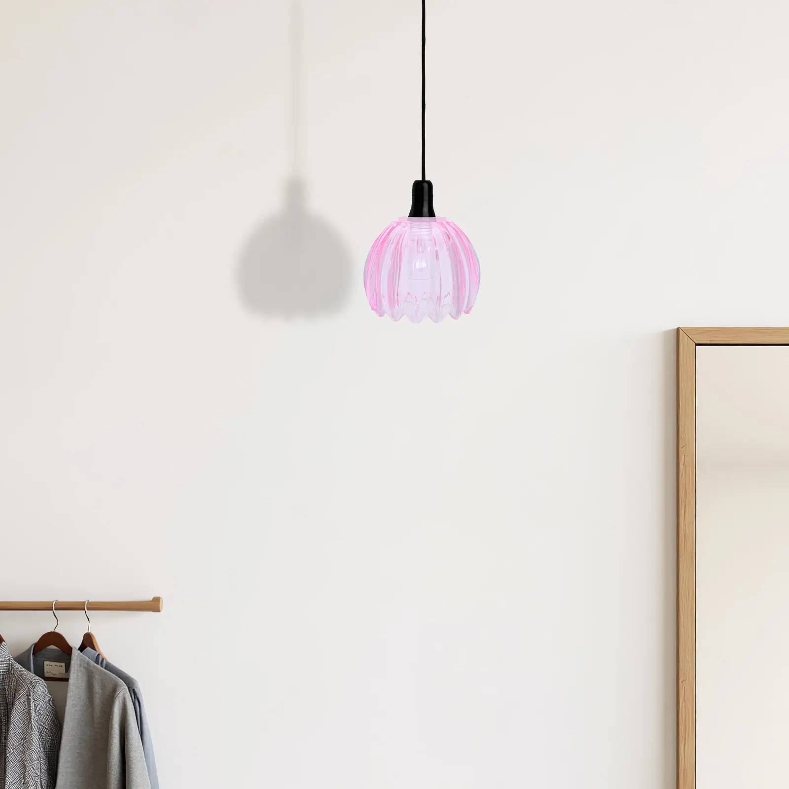 Glass Tulip Lampshade Replacement Transparent Flower Shaped Light Shade Cover Pendant Light Fixture 4.2cm Hole for Living Room