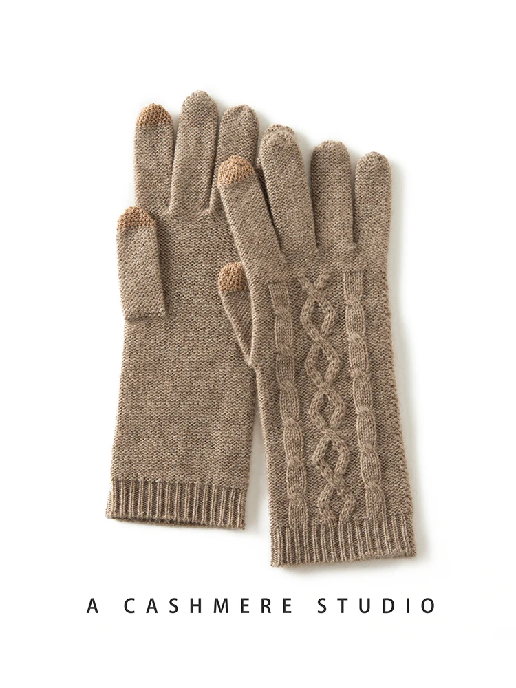 Winter High-Quality Cashmere Touch Screen Gloves Women Soft Warm Stretch Knit Mittens Full Finger Guantes Female Crochet Luvas