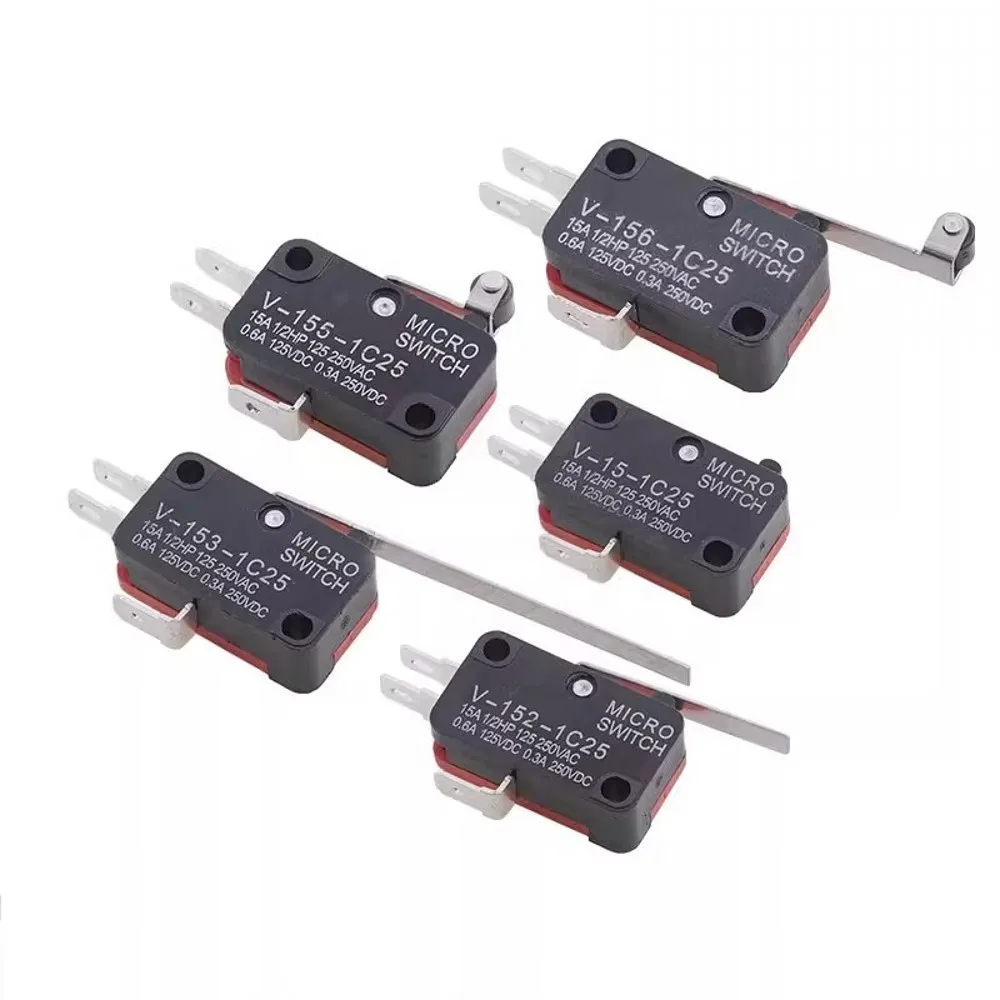 50PCS Micro Switch Travel Switch Limit Switch V-15 V-152 V-153 V-154 V-155 V-156-1c25 15A250V Momentary 1NO1NC Lever Roller