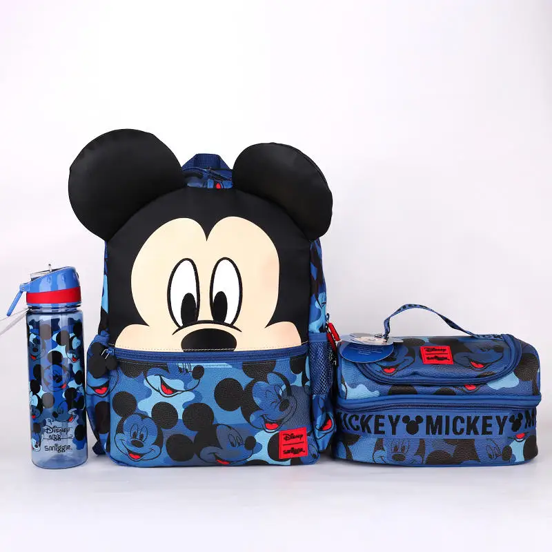 Disney  Smiggle Schoolbag Female Mickey Wheel Backpack Mickey Children\'S Knapsack Case Lunch Bag Backpack Set Birthday Gift