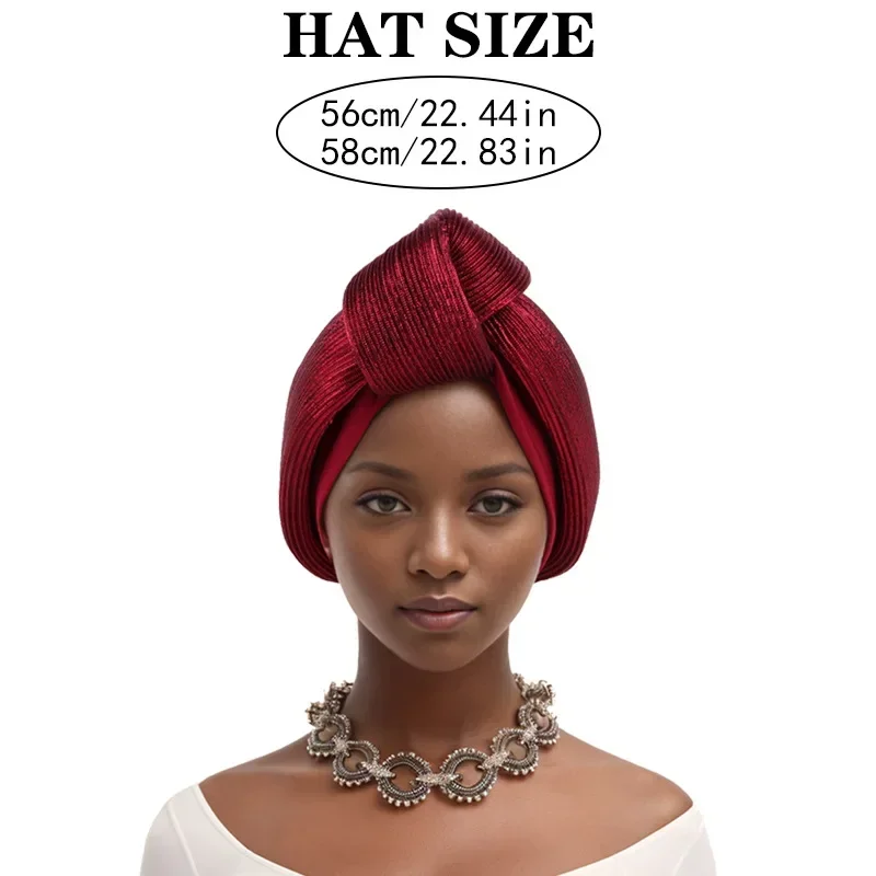 Big Knotted Women\'s Turban Cap African Head Wraps Ready Gele Headtie Lady Headscarf Bonnet Female Headwear Hat Turbante Mejur