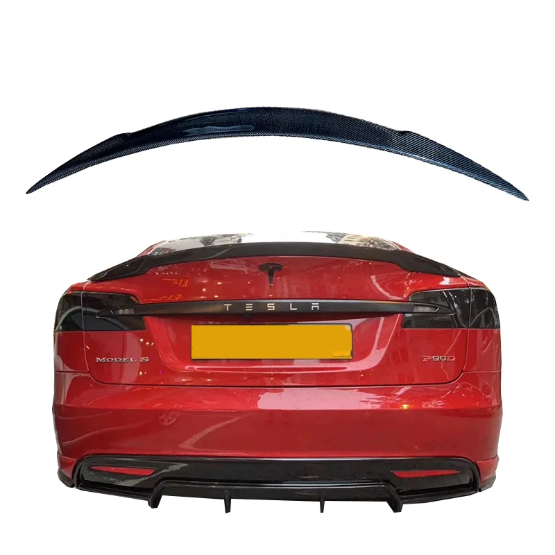 

For Tesla Model S 2015-2017 High quality arbon Fiber Rear Trunk Spoiler Wing Trunk Boot Wings Spoilers Carbon Fiber 3M Paste