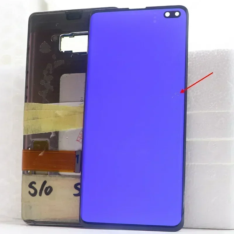 100% AMOLED LCD For SAMSUNG Galaxy S10 Plus G975 SM-G9750 SM-G975F S10+ LCD Display Touch Screen Digitizer Assembly With Defect