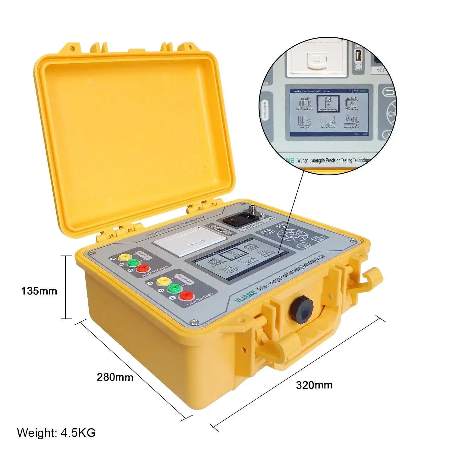 Fully Automatic Transformer Turns Ratio TTR Tester LCD Screen HV PT Ratio Tester