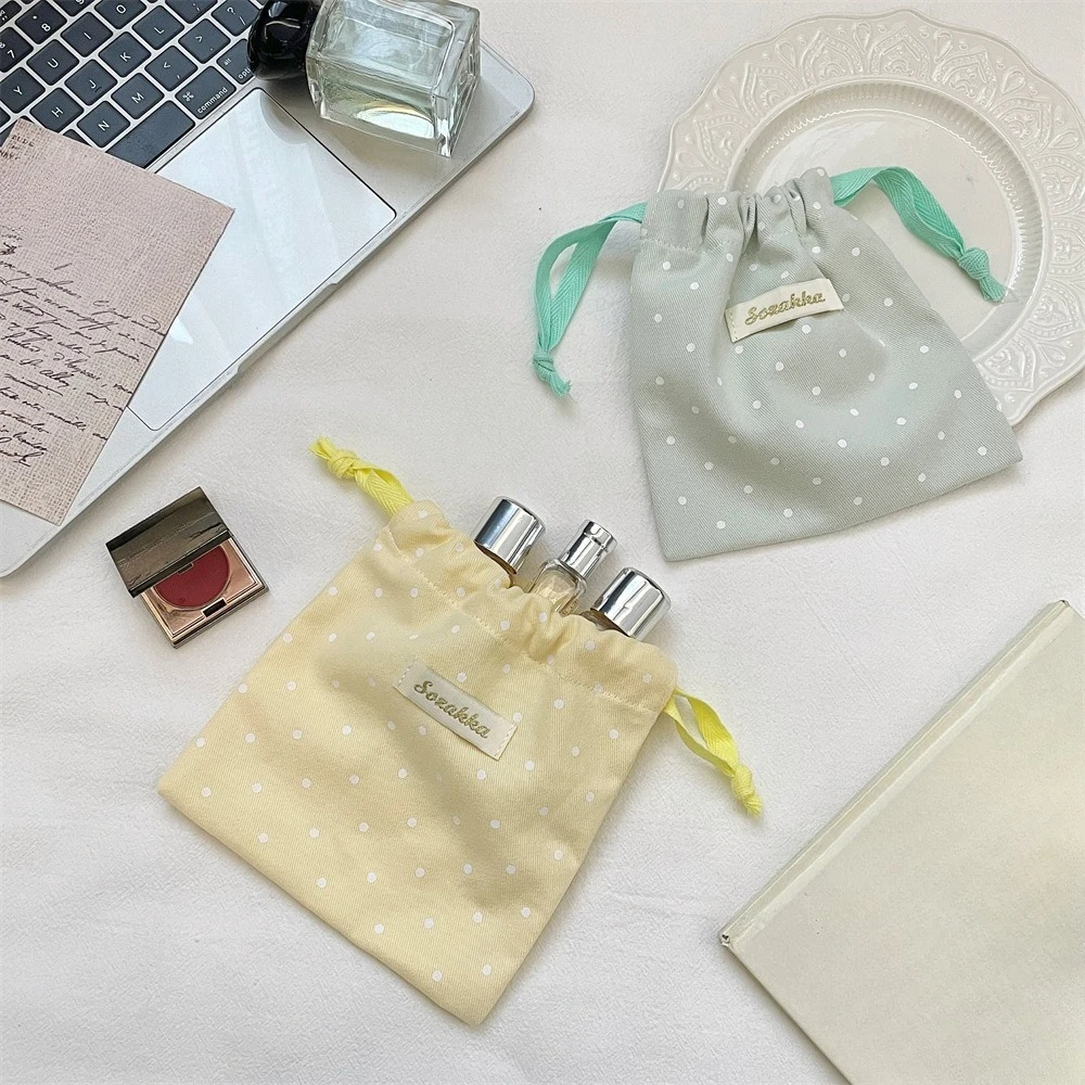 Small Drawstring Coin Purse Women Girls Jewelry Lipstick Cosmetic Tote Rope Pouch String Bags Key Earphone Storage Bag