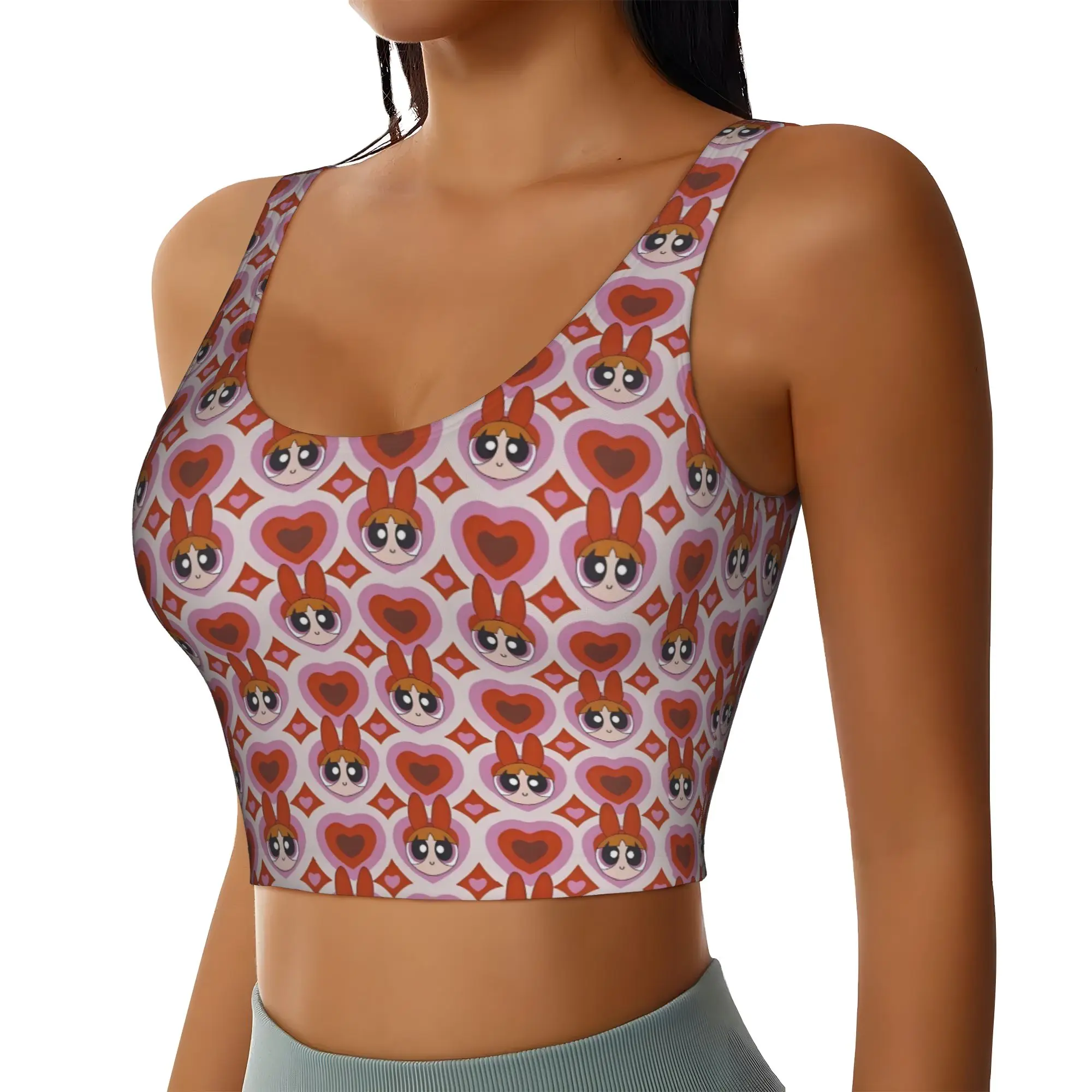 Custom Poweres Anime Puffes High Impact Sports Bras for Women Buttercup Blossom Bunny  Seamless Workout Yoga Crop Tank Tops