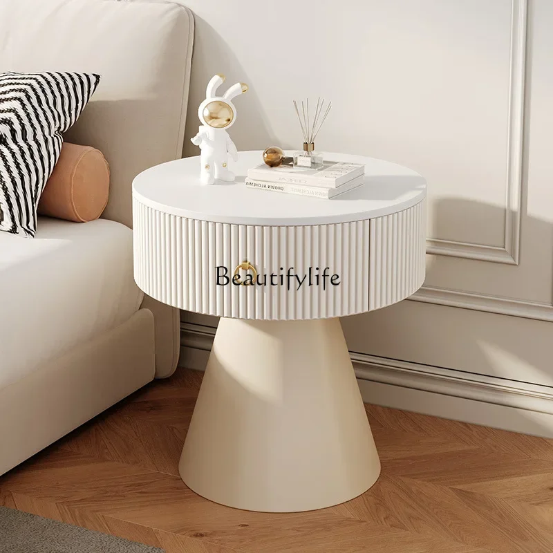 

yj21 Cream Wind Bedside Table Modern Simple Bedroom Small Storage Storage Side A few Light Luxury Premium Sense