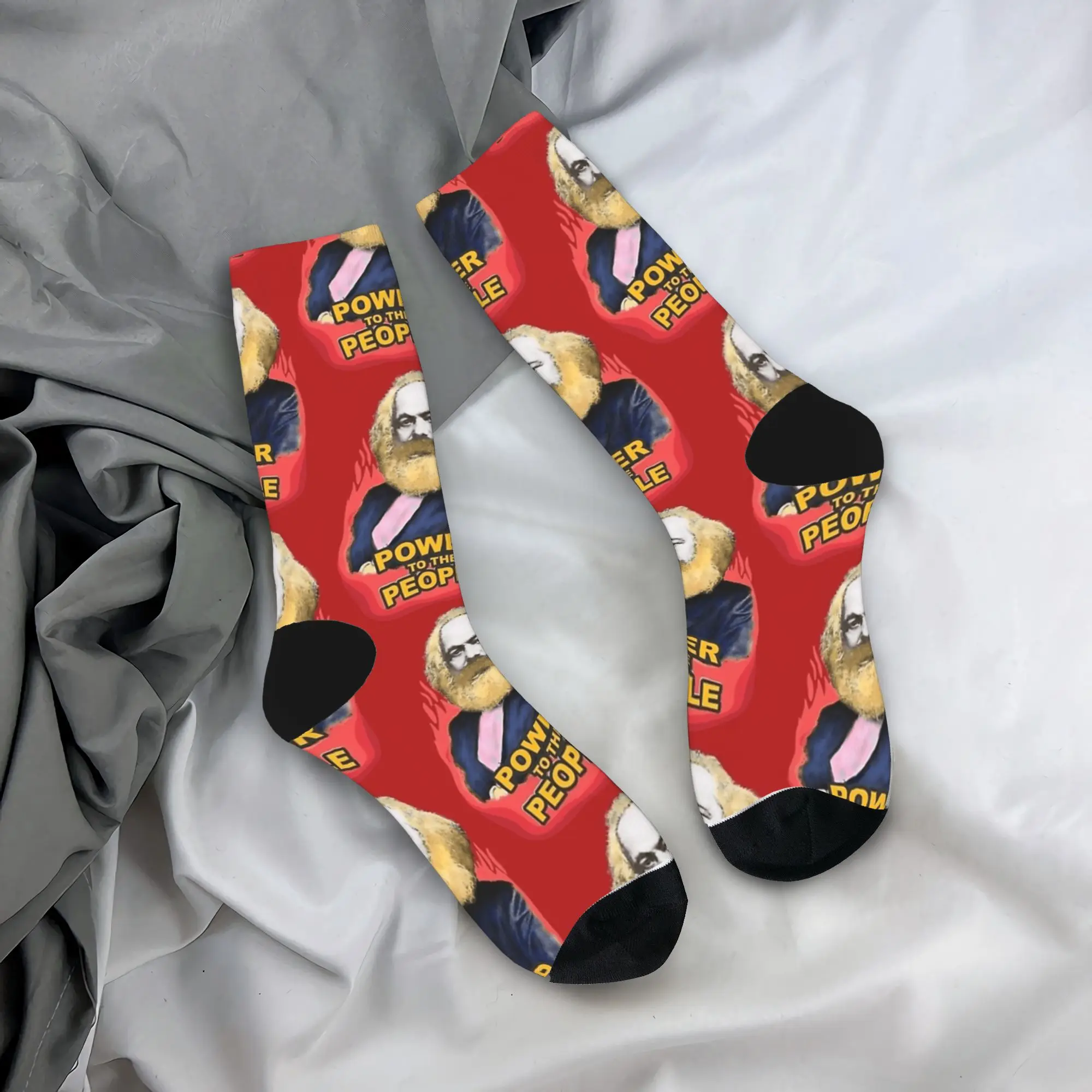 

Karl Marx Power to the people Чулки Забавные носки Мужские теплые мягкие носки Осенние спортивные носки для бега с узором Нескользящие носки в подарок