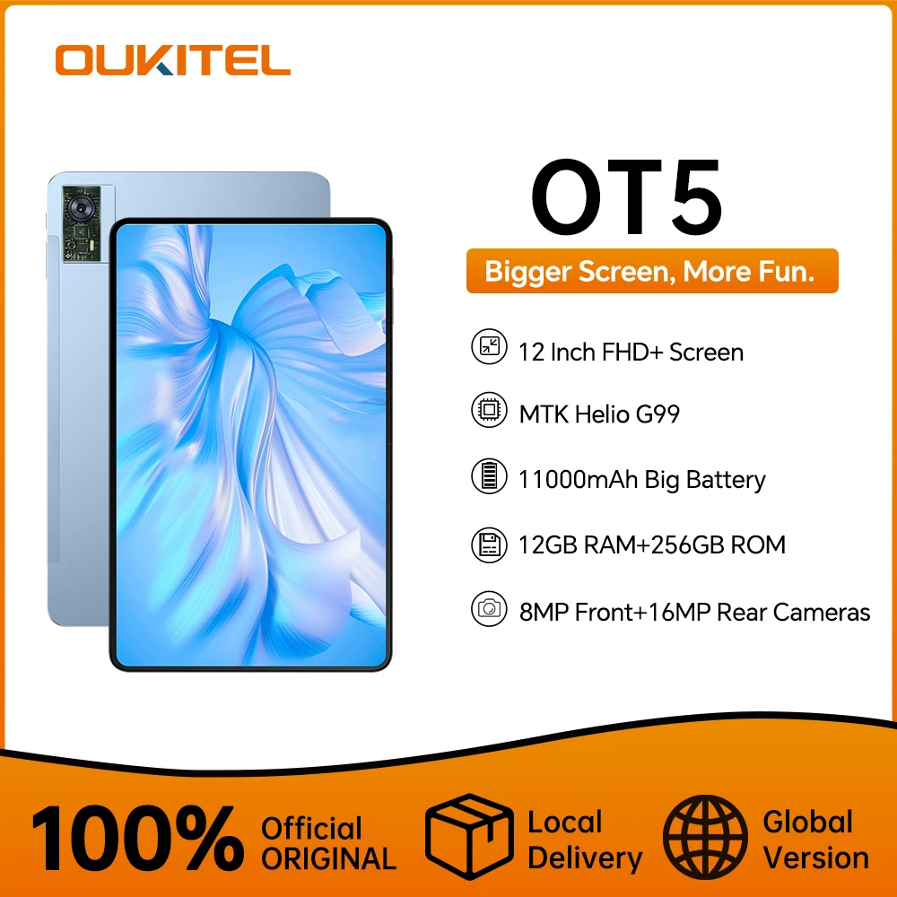 تابلت Oukitel OT5 مقاس 12 بوصة FHD+ 12GB+256GB 11000mAh أندرويد 13 تابلت 16 ميجابكسل كاميرا MTK Helio G99 لوحة تابلت