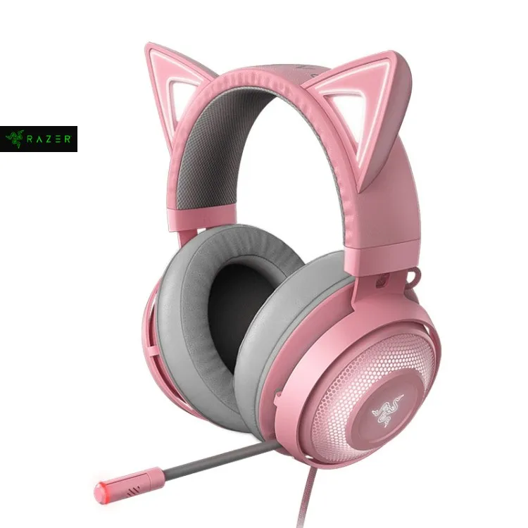 New design Razer Kraken Kitty Edition Symphony RGB USB Wired Headphone Cable Length 1. Pink Headphone