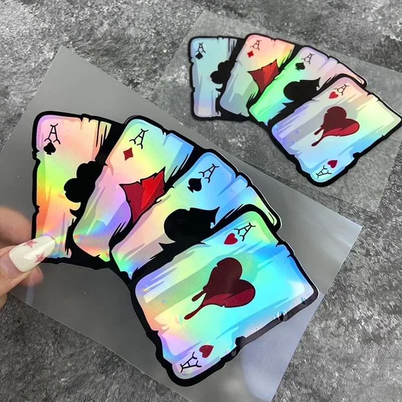 Reflective Laser Poker Motorcycle Stickers Waterproof DIY Motorbike Side Panels Fuel Tank Fairing Vinyl Decal Playing Card Decor image 4