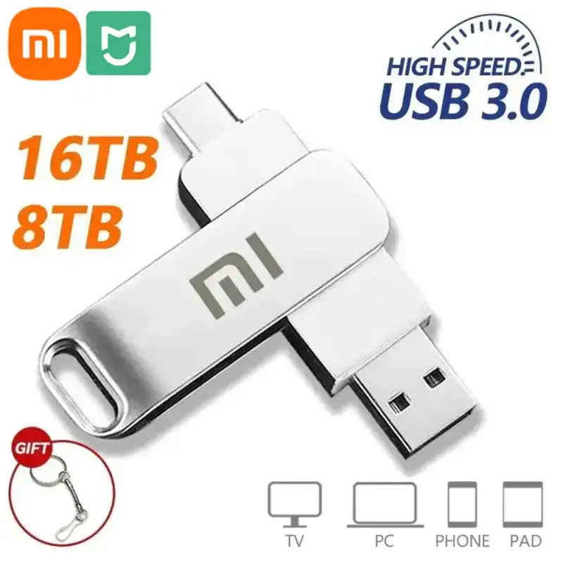 

Высокоскоростной USB 3.0 флеш-накопитель Xiaomi MIJIA U Disk 16 Тб 4 ТБ, переносная карта памяти Type-C SSD, флеш-накопитель, USB-карта