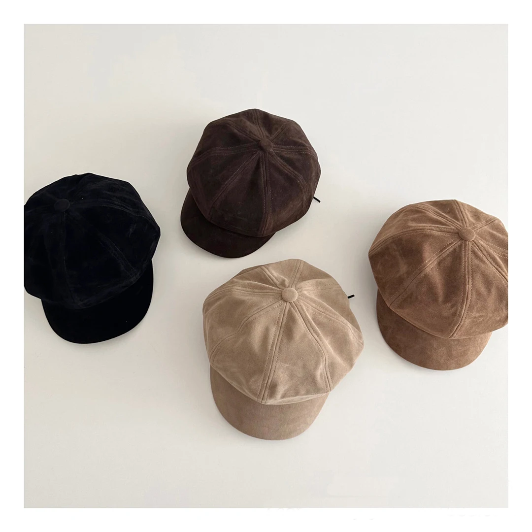 

Winter Kids Beret Solid Color Versatile Baby Boys Flat Cap Vintage Fashion Children Girls Cap