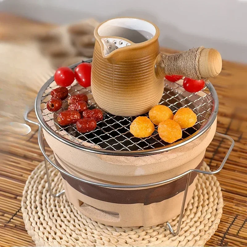 Traditional Clay Multifunction BBQ Grill Charcoal Stove for Home And Outdoor Cooking with Tea Pot