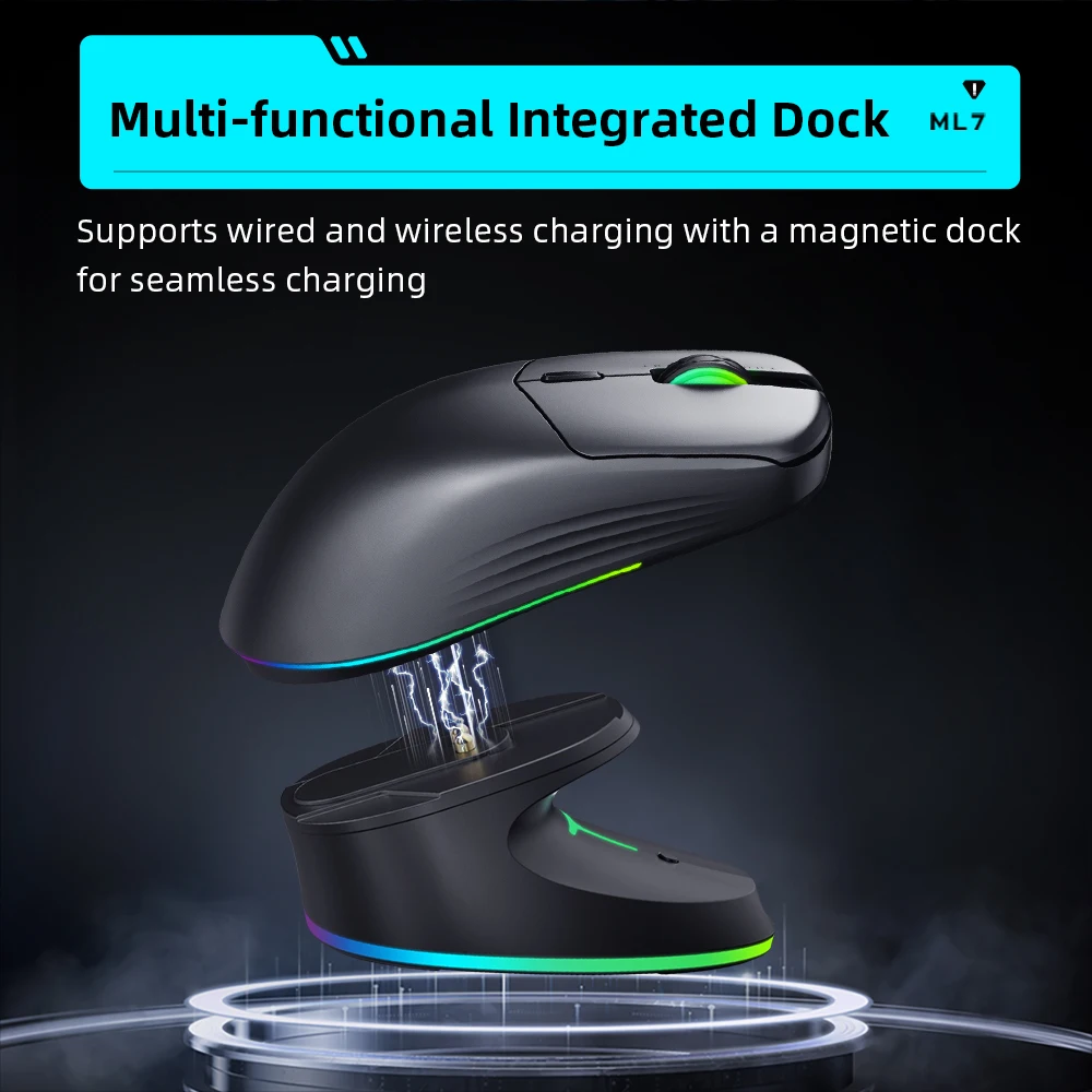 Thunderobot ML7 ไร้สายบลูทูธ/2.4G/แบบมีสาย Tri-Mode เมาส์ PAW3311 RGB แท่นชาร์จแม่เหล็กเมาส์สําหรับเล่นเกมสําหรับ PC แล็ปท็อป