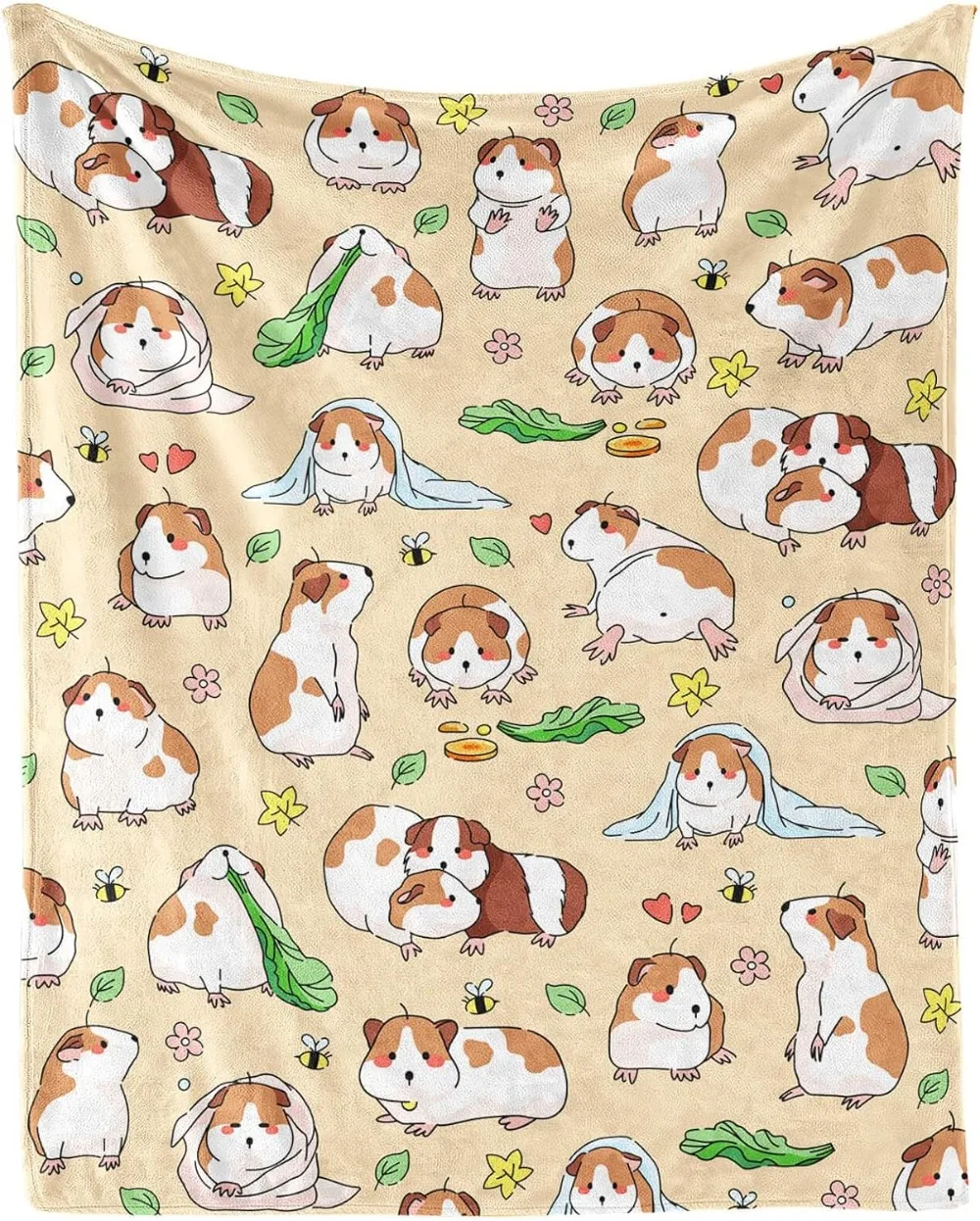 Cute Guinea Pig Themed Design Printed Throw Blankets for Teens Adults Lap, Chair Sofa, Warm Soft Cozy Blanket