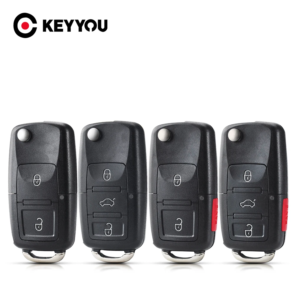 KEYYOU New For VW Volkswagen Golf 4 5 Passat B5 B6 Polo Touran Jetta Seat Skoda Fob Remote Flip Folding Car Key Shell Uncut Case