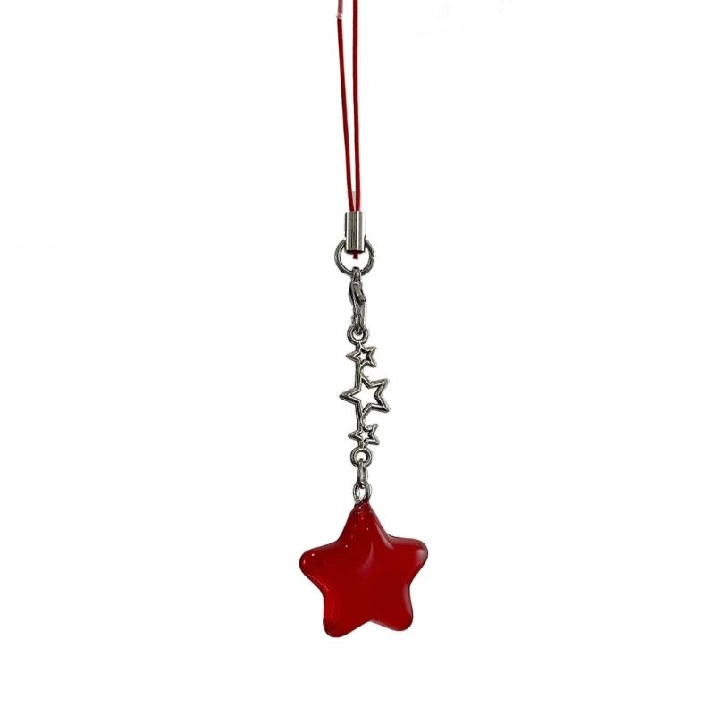 652F Llavero con cadena para teléfono móvil con dije estrella a accesorio, decoración personalizada para entusiastas