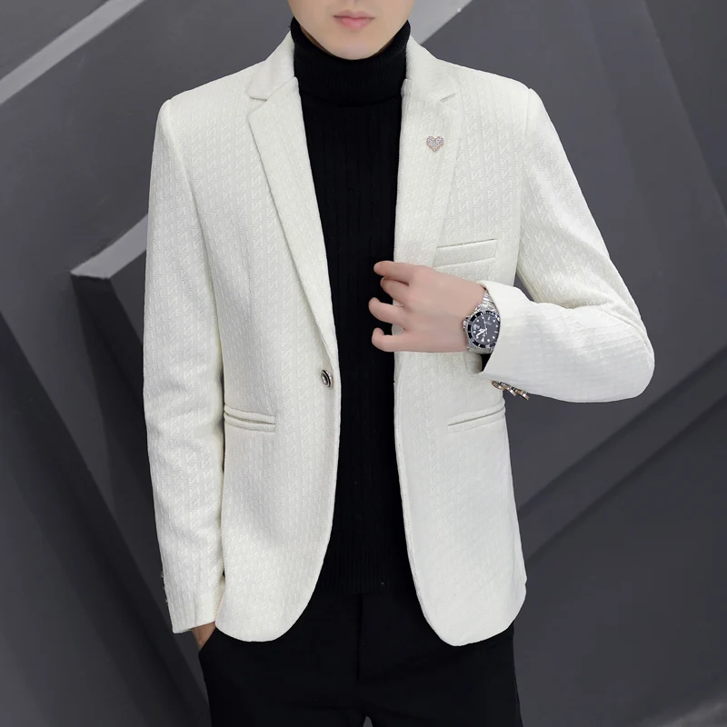 The New Style Mainly Promotes Casual Men\'s Thick Autumn and Winter Trend Suit Style Warm Korean Version Slim High-end Coat