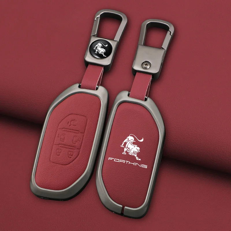 

Zinc Alloy Leather Car Key Case Fob Cover Protector Holder Shell For Dongfeng Forthing Fengxing T5 EVO 2021 Keychain Accessories