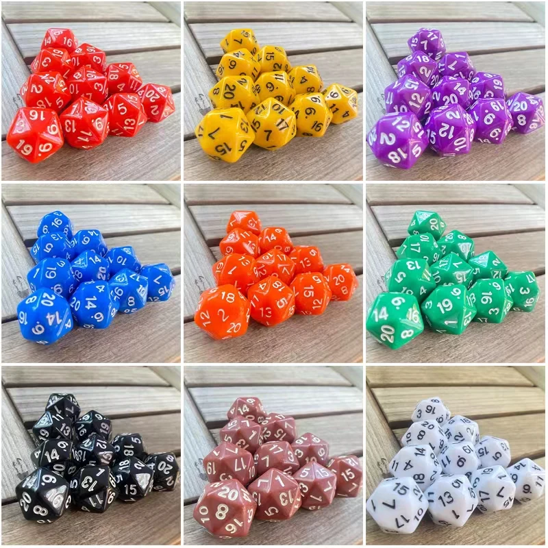 

10PCS Polyhedral Dice D20 Dice 20mm Solid Color Acrylic 20 Sided Dice Game Dice for RPG MTG DND Dice Table Games