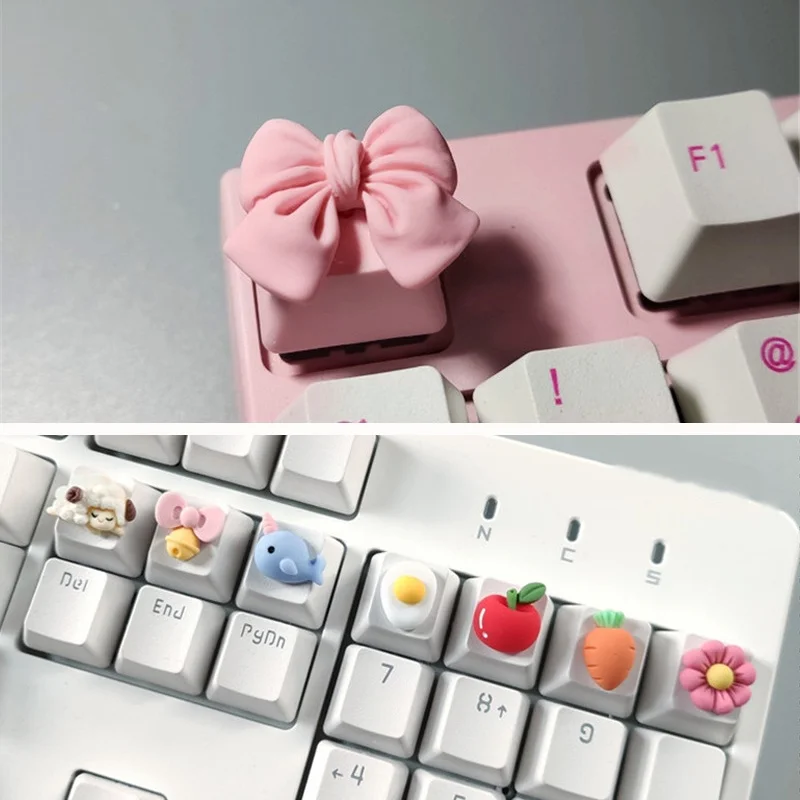 Cartoon Cute DIY Bow Keycaps Esc Mechanical Keyboard Caps Cherry Mx Lovely Personalized Custom Key Cap Gamer