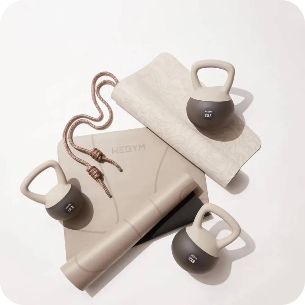 Campanas suaves con base acolchada resistente a impactos y antideslizante, mango de agarre ancho para entrenamientos en casa, levantamiento de pesas,