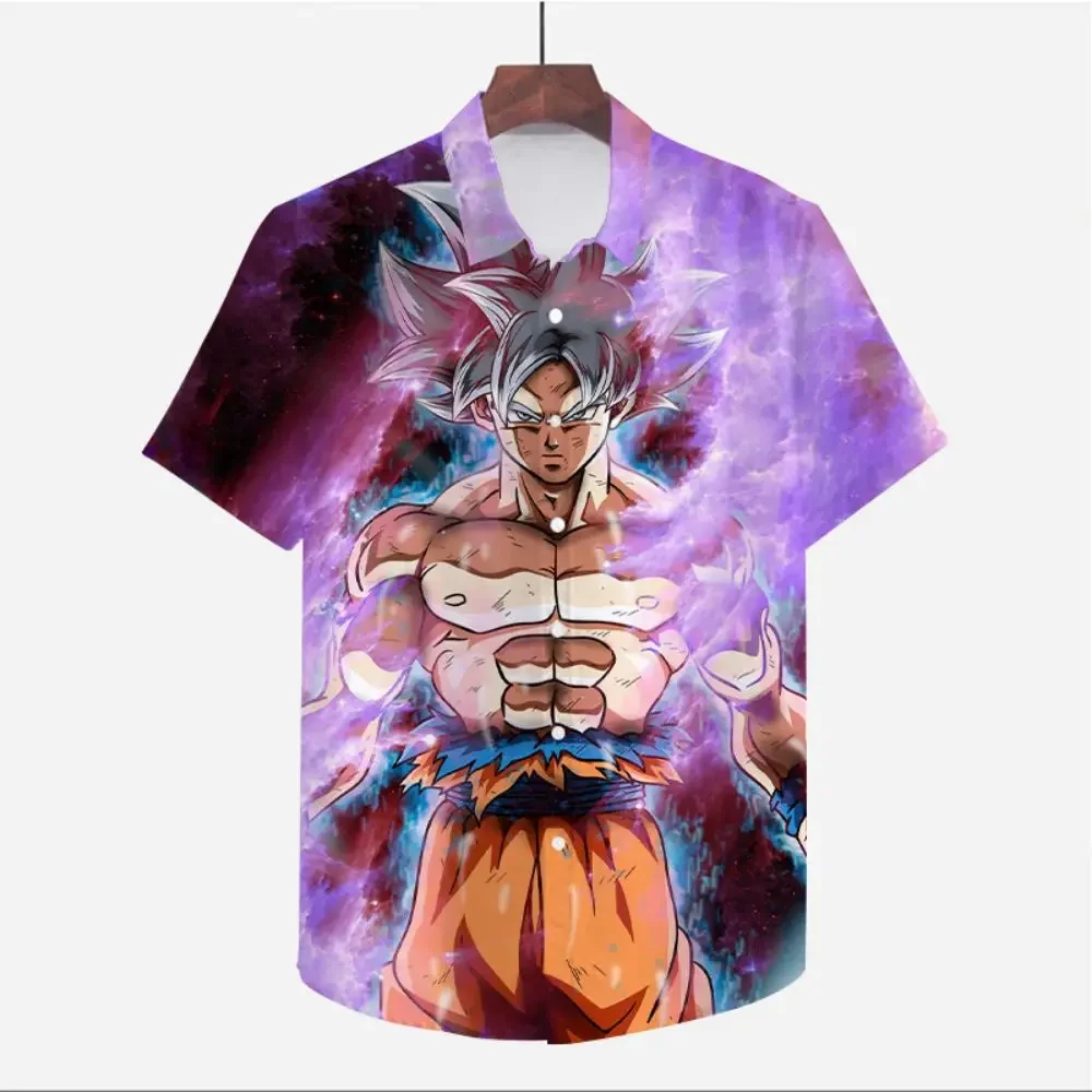 Men\'s Shirt 2023 Clothes Short Sleeve Dragon Ball Z Oversized Y2k Cool 5XL Super Saiya Summer Beach Style Streetwear Anime Cute