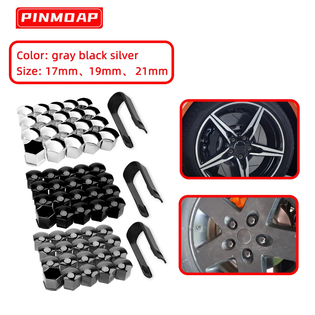 20PCS 17/19/21mm Car Wheel Nut Cap Protective Cap Nut Bolt External Decoration Nuts Bolts Rust Proof Wheel Hub Screw Cover Tire