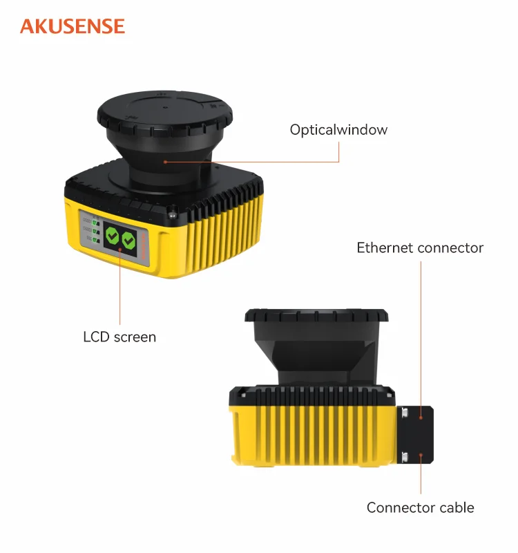 AKUSENSE AS-60C4 IP65 Waterproof Class 1 Aluminum Alloy 2D Safety Laser Scanner 40m Detection Distance LiDAR Interlocking