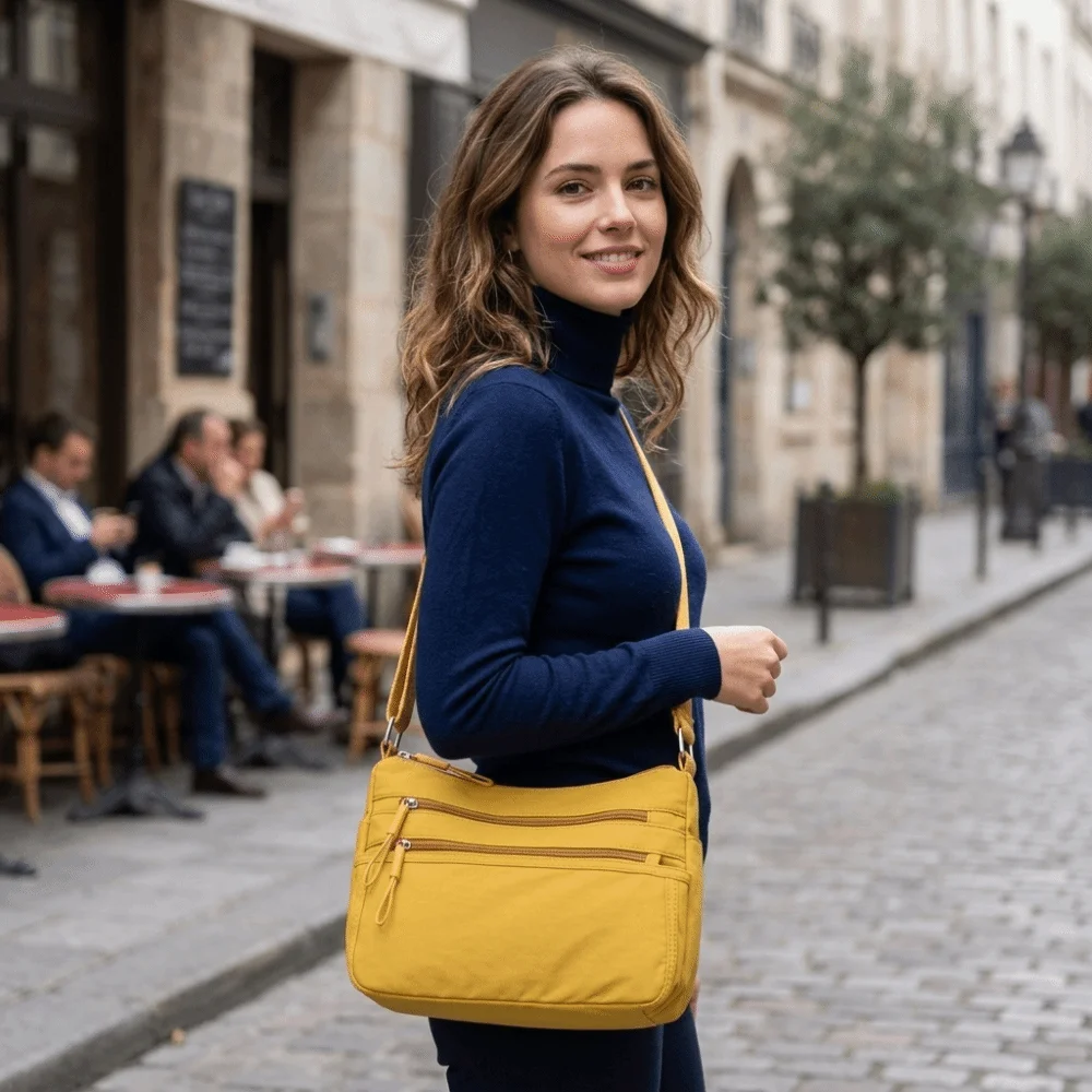 Square Shape Crossbody Bag Zipper Closure Large Capacity Middle-aged Mother's Bag Nylon Multi-layer Messenger Bag's Daily Use